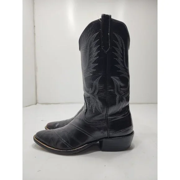 Rios of Mercedes Mens Eel Skin Exotic Cowboy Western Boots Black Size 9 - Picture 5 of 10